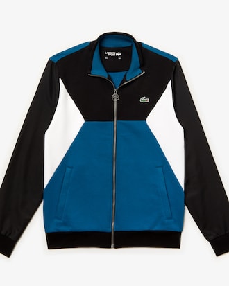 Felpa da tennis da uomo bi-materiale color block con zip Lacoste SPORT