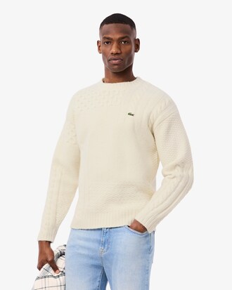 Maglione relaxed fit effetto patchwork in lana