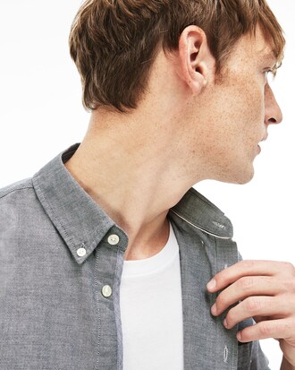 Camicia regular fit in cotone Oxford tinta unita