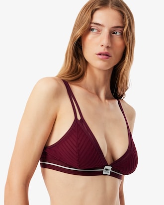 Bralette in mesh con righe in velour