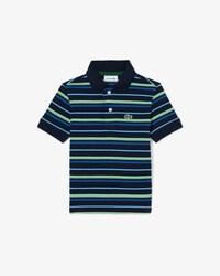 Polo in petit piqu&eacute; con righe a contrasto