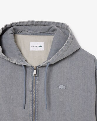 Giacca con cappuccio in denim effetto lavato
