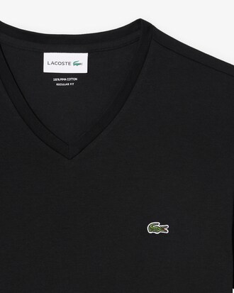 T-shirt con collo a V in jersey di cotone Pima leggero