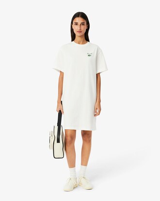 Abito t-shirt oversize in jersey con marchio
