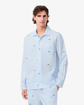 Camicia pigiama in popeline di cotone a righe