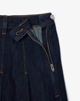Short Pleated Denim Skirt