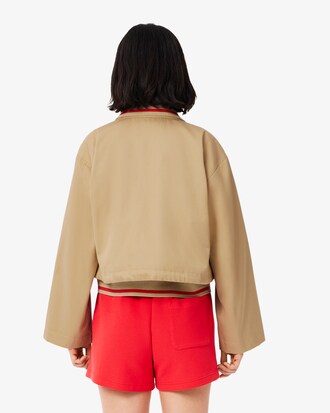 Giacca oversize in twill con logo e collo a polo
