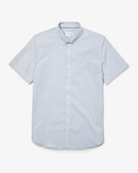 Camicia regular fit a maniche corte in popeline di cotone a righe