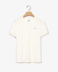 T-shirt da donna in cotone con manica a sbuffo e collo rotondo Lacoste LIVE