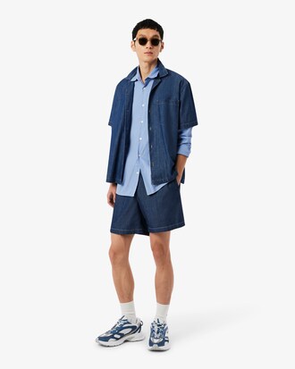 Camicia a righe in popeline elasticizzato slim fit