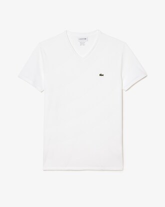 T-shirt con collo a V in jersey di cotone Pima leggero