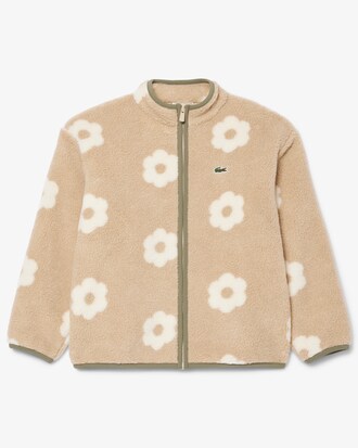 Giacca in pile con zip e motivo floreale