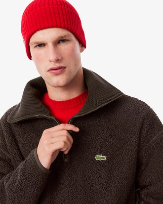 Felpa in pile a collo alto con zip