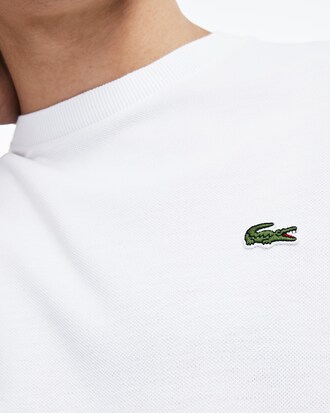 T-shirt da uomo in petit piqué a righe tricolori con collo rotondo MADE IN FRANCE