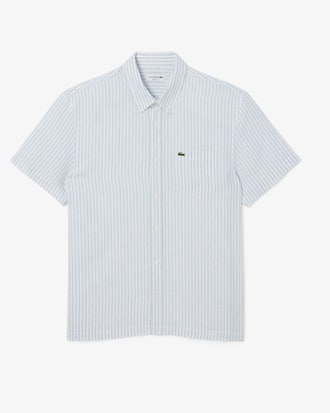 Camicia regular fit in lino a maniche corte