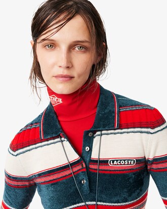Maglione testurizzato con collo a polo a righe Runway