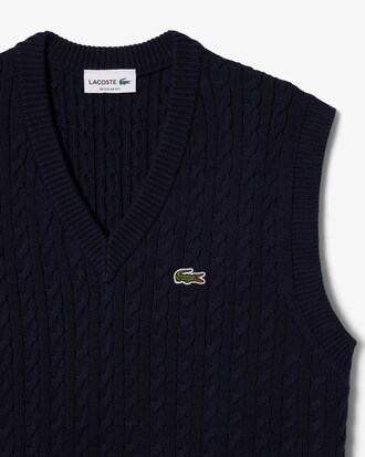 Gilet in maglia di cotone a trecce