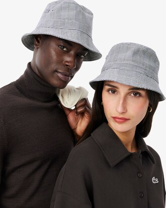 Cappello da pescatore in cotone con motivo scozzese double face