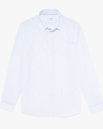 Camicia da uomo slim fit in popeline di cotone con motivo mini