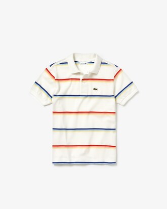 Polo Bambino Lacoste in piqu&eacute; di cotone a righe