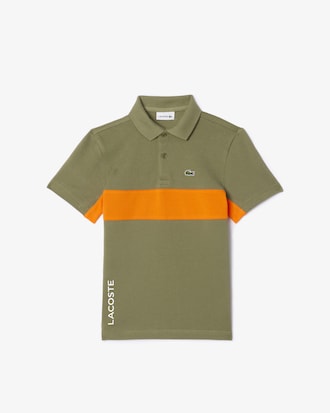 Polo in petit piqué con fascia a contrasto