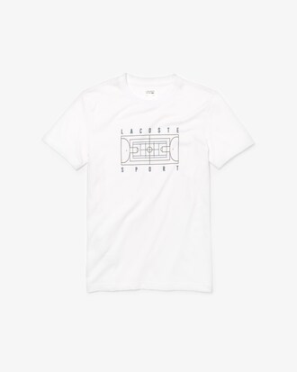 T-shirt da tennis da uomo in jersey tecnico con stampa e collo rotondo Lacoste SPORT
