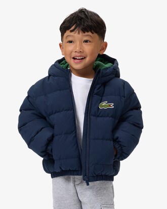 Giacca unisex imbottita con cappuccio e coccodrillo ricamato