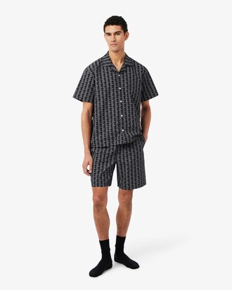 Shorts pigiama in popeline con monogramma stampato