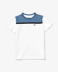T-shirt da tennis da bambino in cotone con inserto a rete e collo rotondo Lacoste SPORT