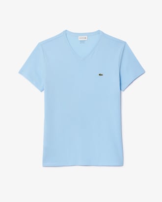 T-shirt con collo a V in jersey di cotone Pima leggero