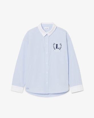 Camicia in popeline con stemma ricamato