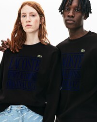 Felpa unisex in pile con scritta e collo rotondo Lacoste LIVE