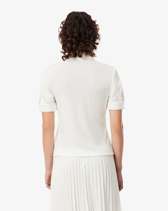 Polo slim fit con maniche a sbuffo in jersey fluido