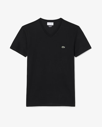 T-shirt con collo a V in jersey di cotone Pima leggero