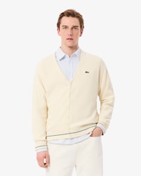 Cardigan in cotone con dettaglio a righe relaxed fit