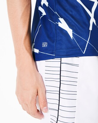 T-shirt da uomo in piqué traspirante con motivo geometrico Lacoste SPORT