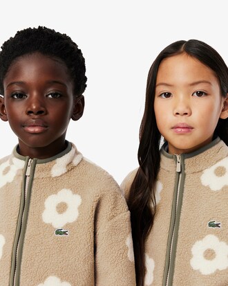 Giacca in pile con zip e motivo floreale