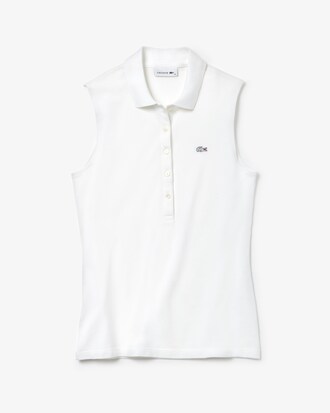 Polo senza maniche slim fit Lacoste in mini piqu&eacute; stretch tinta unita