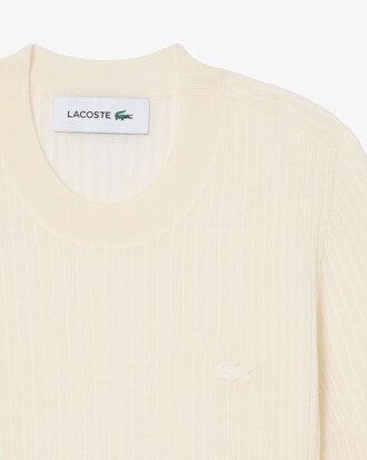 Maglione a maniche corte in lana merinos a coste