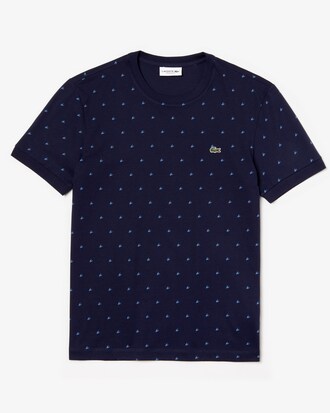 T-shirt da uomo in cotone con collo rotondo e motivo pied de poule mini