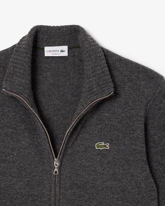 Maglione con zip in lana cardata