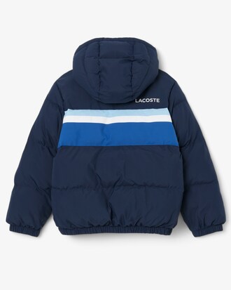 Piumino con cappuccio color block