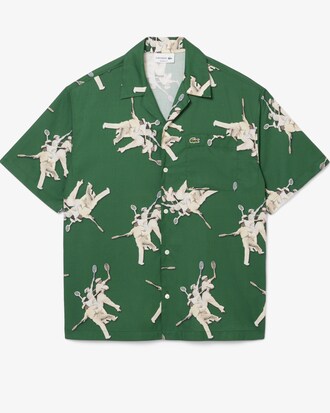 Camicia relaxed fit con stampa René Lacoste