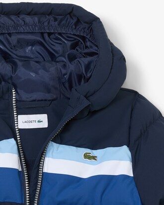 Piumino con cappuccio color block