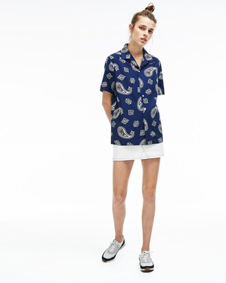 Camicia unisex con stampa paisley skinny fit Lacoste LIVE