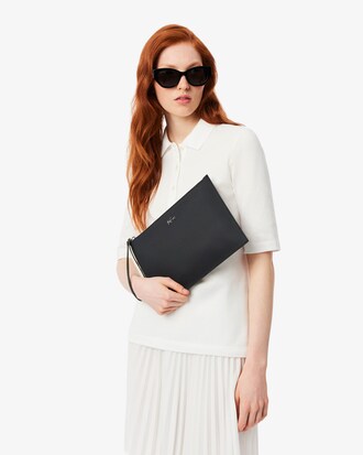 Pochette in canvas piqu&eacute; spalmata Anna