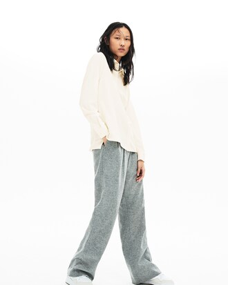 Camicia da donna in cr&ecirc;pe con collo a costine relaxed fit