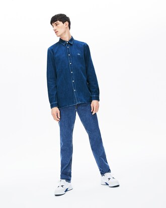 Camicia in jeans da uomo con bottoni automatici loose fit