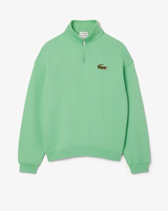 Felpa con collo con zip e stemma a contrasto loose fit