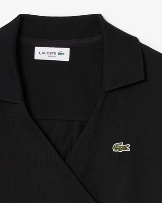 Polo incrociata in mini piqu&eacute; elasticizzato